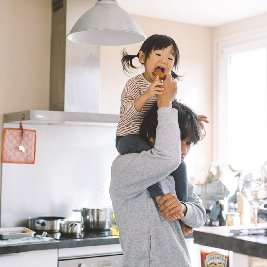 father in kitchen